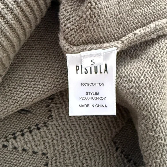 PISTOLA Daria Crewneck Sweater Knit Oversized Stars Graphic, Small, Olive Green - Picture 4 of 6